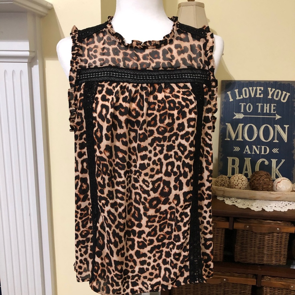 Ana Cheetah Print Tank Top Blouse Medium